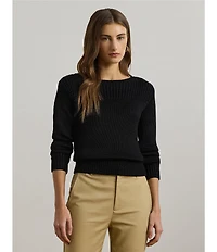 Lauren Ralph Lauren Knit Boat Neck Long Sleeve Top