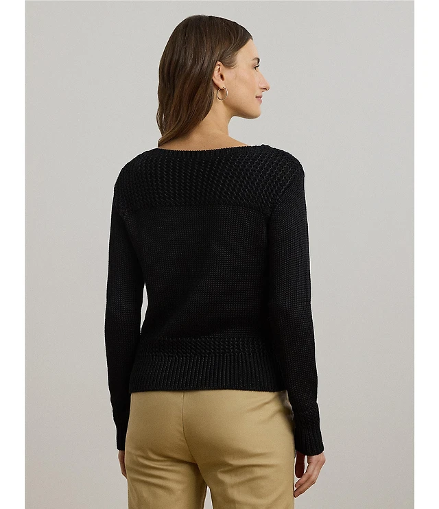 Lauren Ralph Lauren Knit Boat Neck Long Sleeve Top at CoolSprings