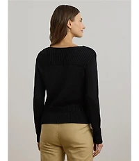 Lauren Ralph Lauren Knit Boat Neck Long Sleeve Top