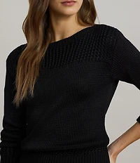 Lauren Ralph Lauren Knit Boat Neck Long Sleeve Top