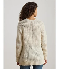 Lauren Ralph Lauren Alpaca Wool Blend Knit Crew Neck Long Sleeve Oversized Sweater