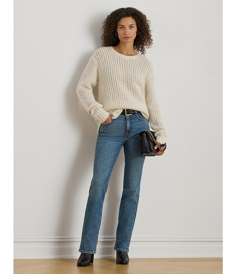 Lauren Ralph Lauren Alpaca Wool Blend Knit Crew Neck Long Sleeve Oversized Sweater