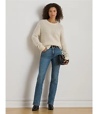 Lauren Ralph Lauren Alpaca Wool Blend Knit Crew Neck Long Sleeve Oversized Sweater