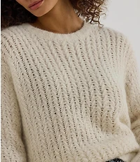 Lauren Ralph Lauren Alpaca Wool Blend Knit Crew Neck Long Sleeve Oversized Sweater