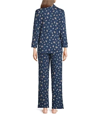 Lauren Ralph Lauren Knit Floral Print 3/4 Sleeve Notch Collar Long Pajama Set