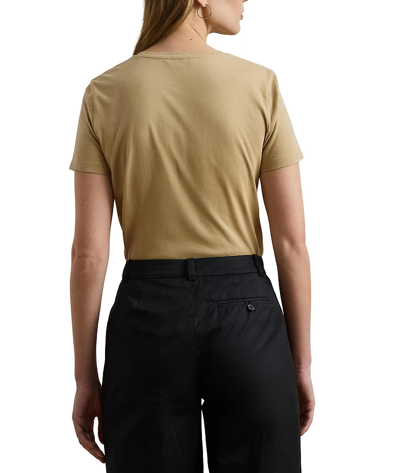 Lauren Ralph Lauren Knit Jersey Beaded Logo Crew Neck Short Sleeve Tee
