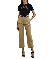 Lauren Ralph Lauren Knit Jersey Beaded Logo Crew Neck Short Sleeve Tee