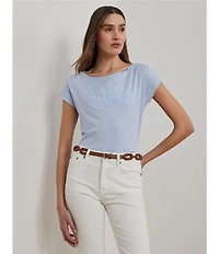 Lauren Ralph Lauren Knit Jersey Boat Neck Short Sleeve Tee