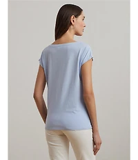 Lauren Ralph Lauren Knit Jersey Boat Neck Short Sleeve Tee