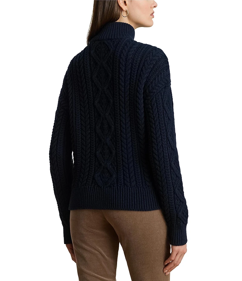 Lauren Ralph Lauren Knit Mock Neck Long Sleeve Quarter-Zip Pullover Sweater