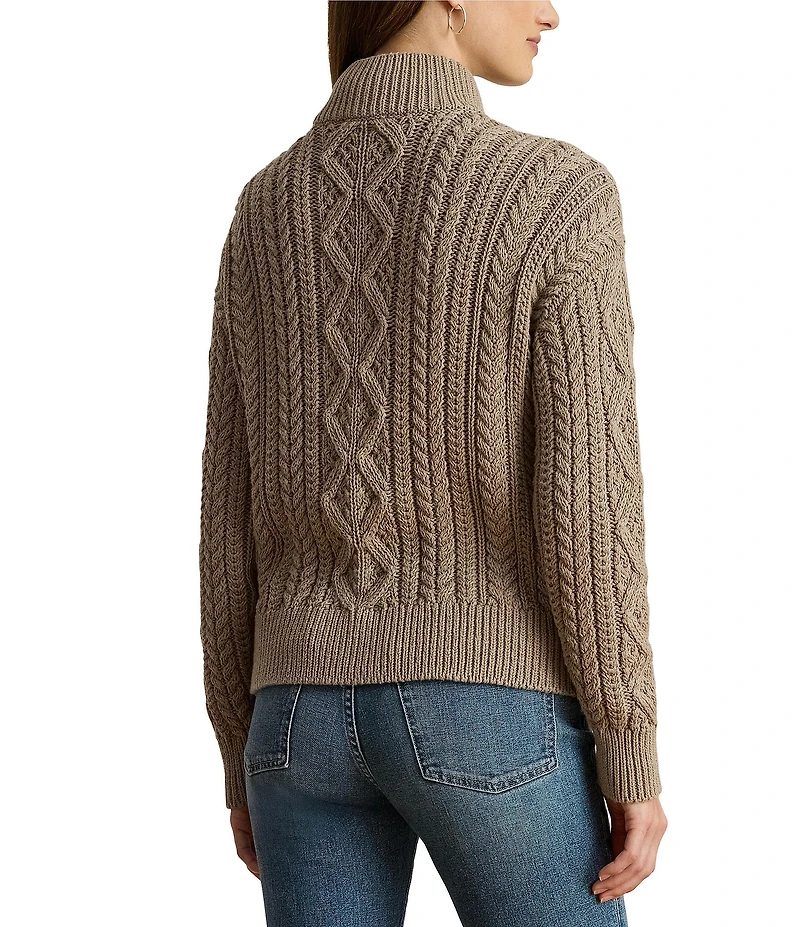 Lauren Ralph Lauren Knit Mock Neck Long Sleeve Quarter-Zip Pullover Sweater