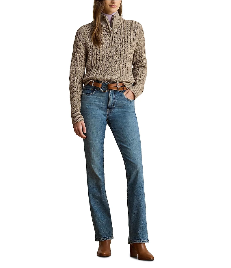 Lauren Ralph Lauren Knit Mock Neck Long Sleeve Quarter-Zip Pullover Sweater