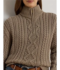 Lauren Ralph Lauren Knit Mock Neck Long Sleeve Quarter-Zip Pullover Sweater