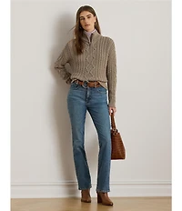 Lauren Ralph Lauren Knit Mock Neck Long Sleeve Quarter-Zip Pullover Sweater