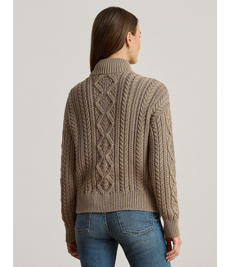 Lauren Ralph Lauren Knit Mock Neck Long Sleeve Quarter-Zip Pullover Sweater