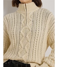 Lauren Ralph Lauren Knit Quarter Zip Long Sleeve Sweater