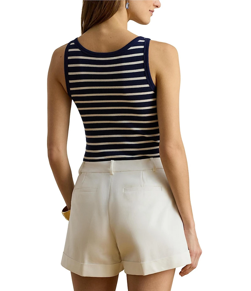 Lauren Ralph Lauren Knit Striped Scoop Neck Sleeveless Tank Top