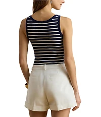 Lauren Ralph Lauren Knit Striped Scoop Neck Sleeveless Tank Top