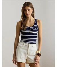 Lauren Ralph Lauren Knit Striped Scoop Neck Sleeveless Tank Top