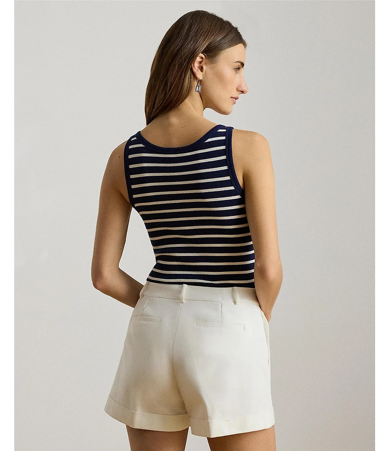 Lauren Ralph Lauren Knit Striped Scoop Neck Sleeveless Tank Top