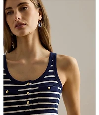 Lauren Ralph Lauren Knit Striped Scoop Neck Sleeveless Tank Top