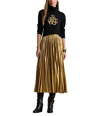 Lauren Ralph Lauren Knit Wool Blend Embroidered Logo Turtleneck Sweater