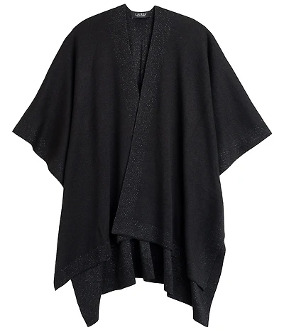 Lauren Ralph Lauren Knit Wool Shine Border Ruana