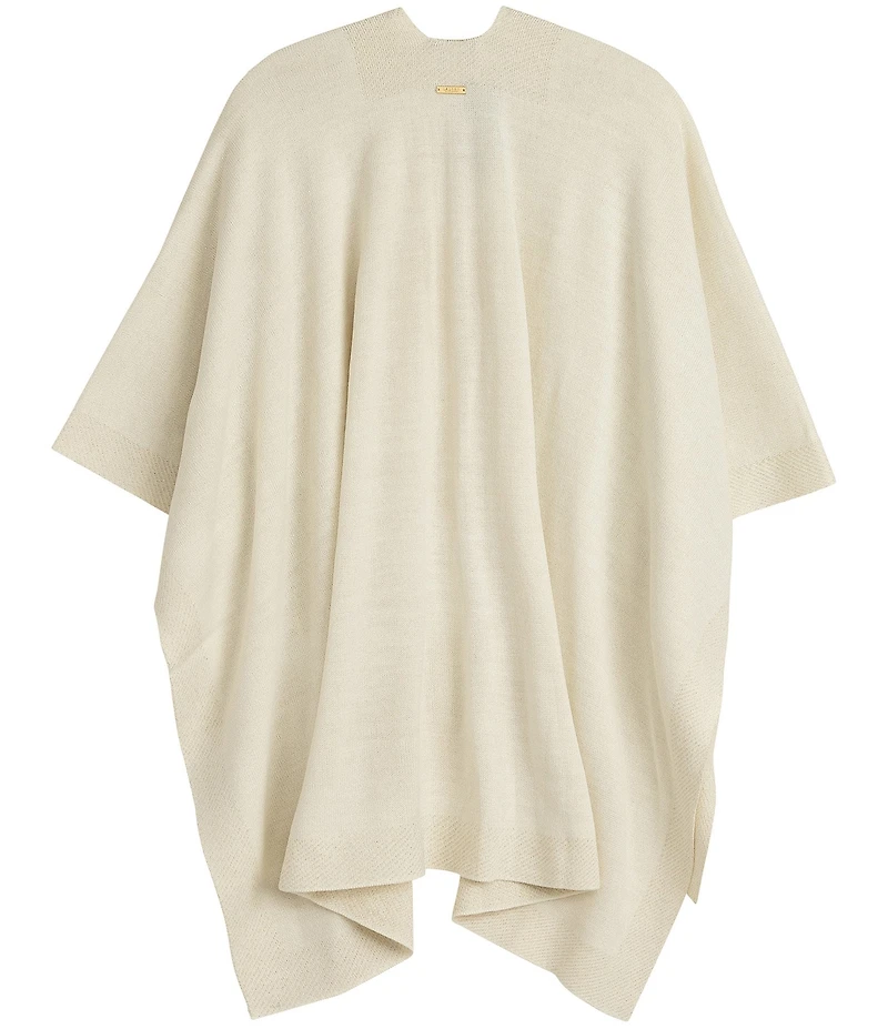 Lauren Ralph Lauren Knit Wool Shine Border Ruana