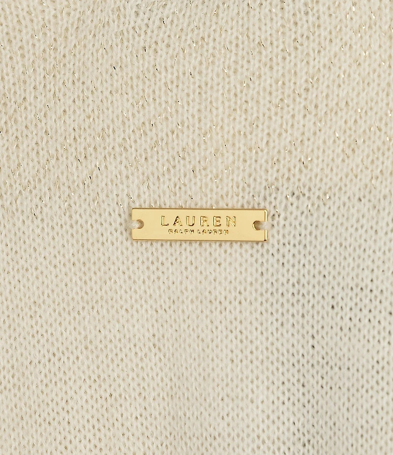 Lauren Ralph Lauren Knit Wool Shine Border Ruana