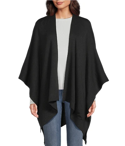 Lauren Ralph Lauren Knit Wool Shine Border Ruana