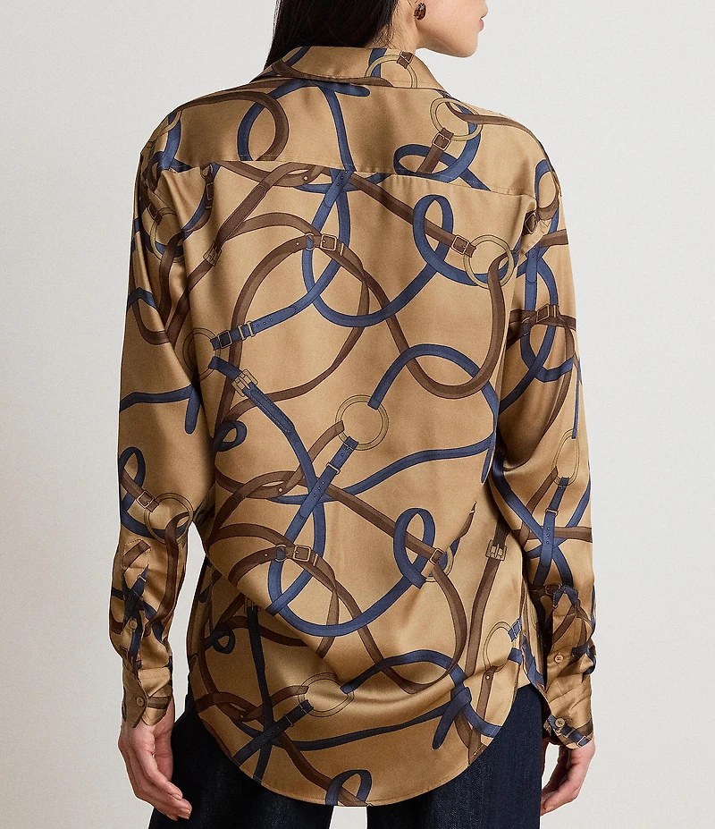 Lauren Ralph Lauren Kotta Twill Belting Print Point Collar Long Sleeve Shirt