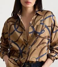Lauren Ralph Lauren Kotta Twill Belting Print Point Collar Long Sleeve Shirt