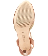 Lauren Ralph Lauren Kyla Canvas Leather Wingtip Oxford Peep Toe Ankle Strap Pumps