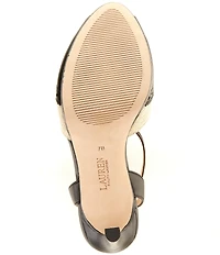 Lauren Ralph Lauren Kyla Straw Leather Wing Tip Peep Toe Ankle Strap Dress Sandals