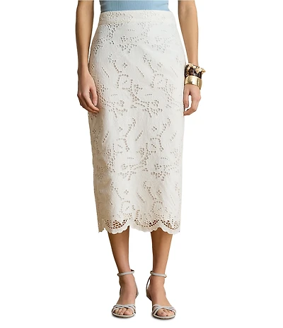 Lauren Ralph Lauren Lace Midi Pencil Skirt