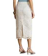 Lauren Ralph Lauren Lace Midi Pencil Skirt