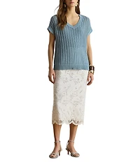 Lauren Ralph Lauren Lace Midi Pencil Skirt