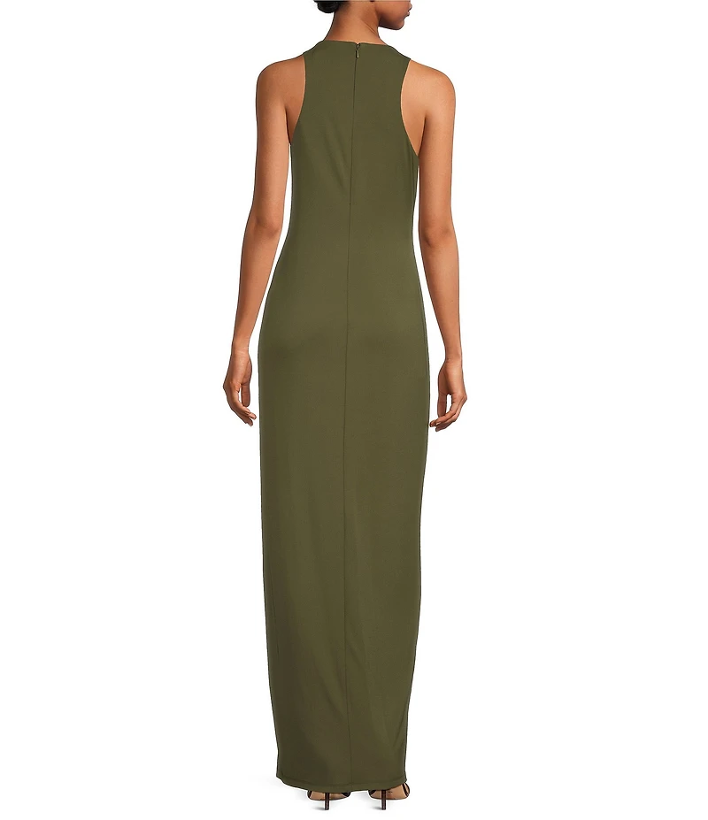Lauren Ralph Lauren Lace-Up Jersey Sleeveless Long Dress