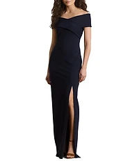 Lauren Ralph Lauren Laken Off The Shoulder Faille Column Long Dress