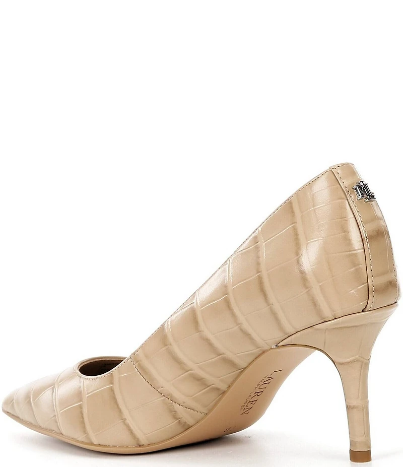 Lauren Ralph Lauren Lanette Crocodile Embossed Leather Pumps