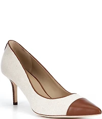 Lauren Ralph Lauren Lanette III Canvas Leather Pointed Cap Toe Pumps