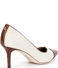 Lauren Ralph Lauren Lanette III Canvas Leather Pointed Cap Toe Pumps