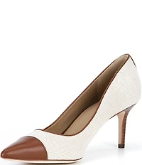 Lauren Ralph Lauren Lanette III Canvas Leather Pointed Cap Toe Pumps