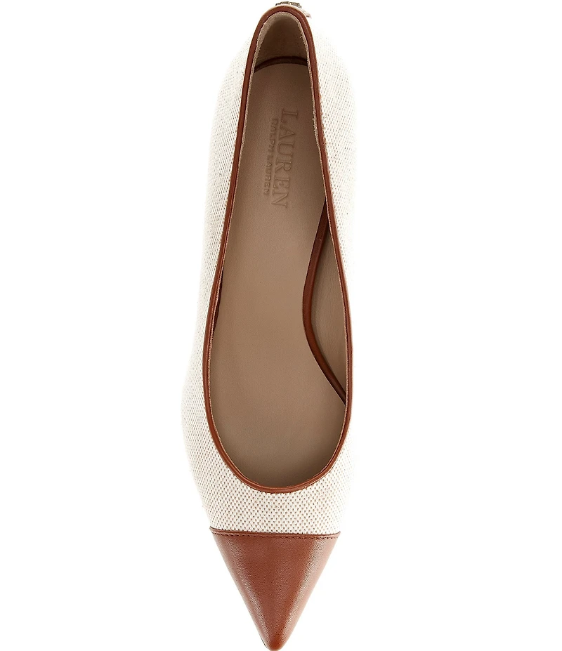 Lauren Ralph Lauren Lanette III Canvas Leather Pointed Cap Toe Pumps