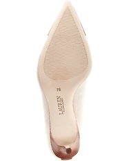 Lauren Ralph Lauren Lanette III Canvas Leather Pointed Cap Toe Pumps