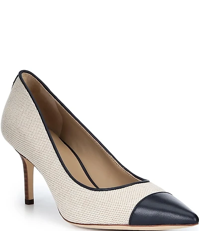 Lauren Ralph Lauren Lanette III Canvas Leather Pointed Cap Toe Pumps