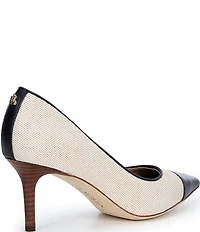 Lauren Ralph Lauren Lanette III Canvas Leather Pointed Cap Toe Pumps