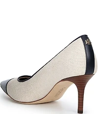 Lauren Ralph Lauren Lanette III Canvas Leather Pointed Cap Toe Pumps
