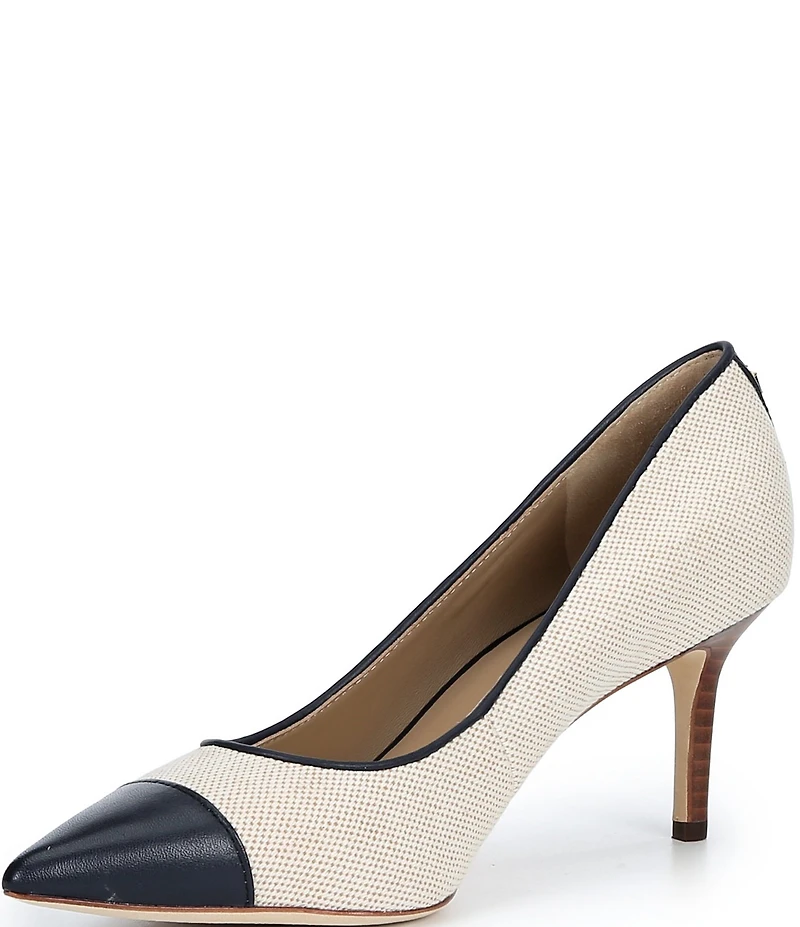 Lauren Ralph Lauren Lanette III Canvas Leather Pointed Cap Toe Pumps