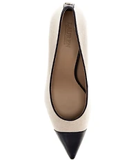 Lauren Ralph Lauren Lanette III Canvas Leather Pointed Cap Toe Pumps
